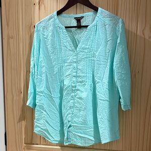 Bit & Bridle Aqua Button-Up Top